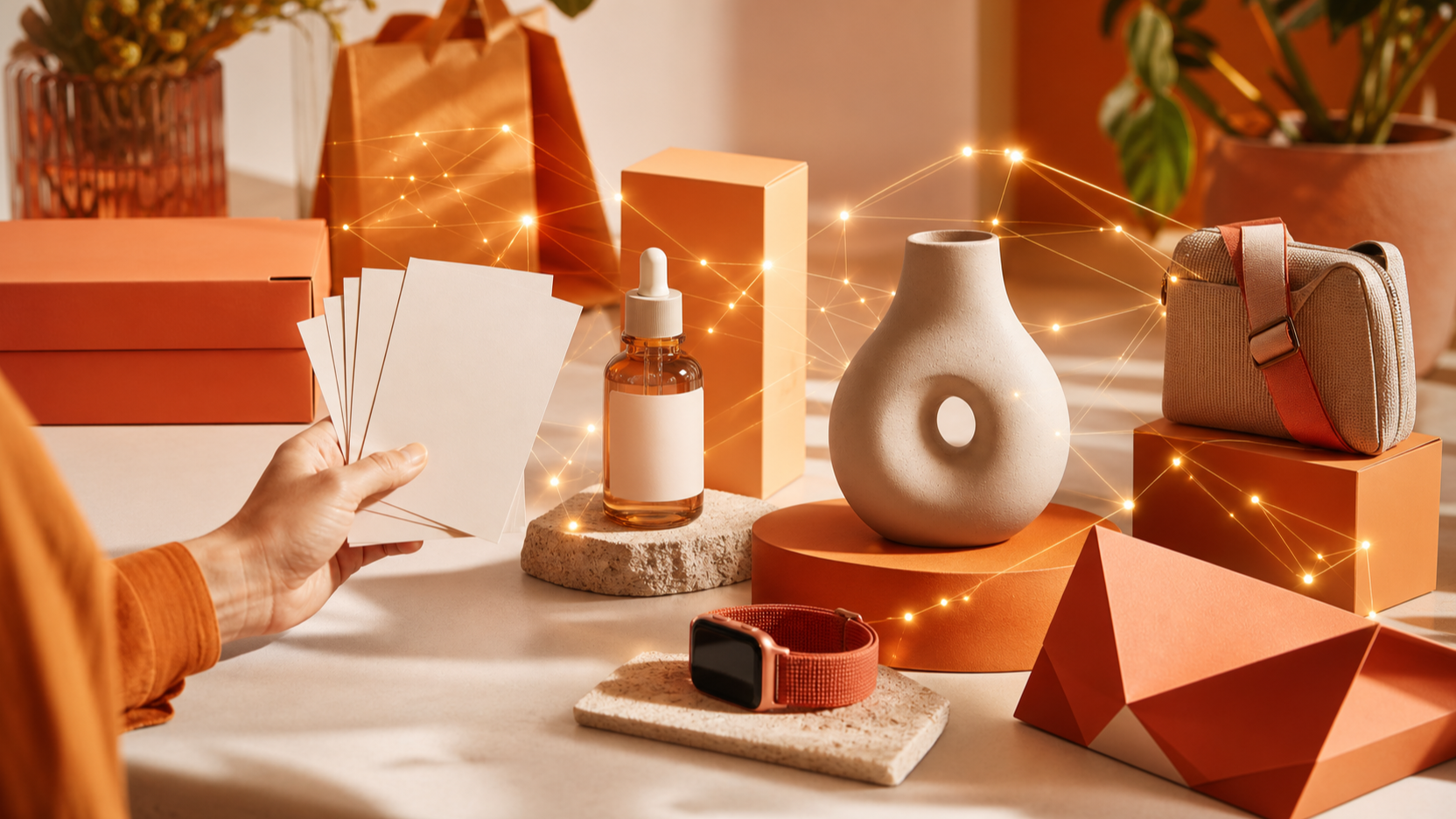 Visual temático para «Cómo usar IA en ecommerce para fichas de producto, preguntas y recomendaciones» — Portada