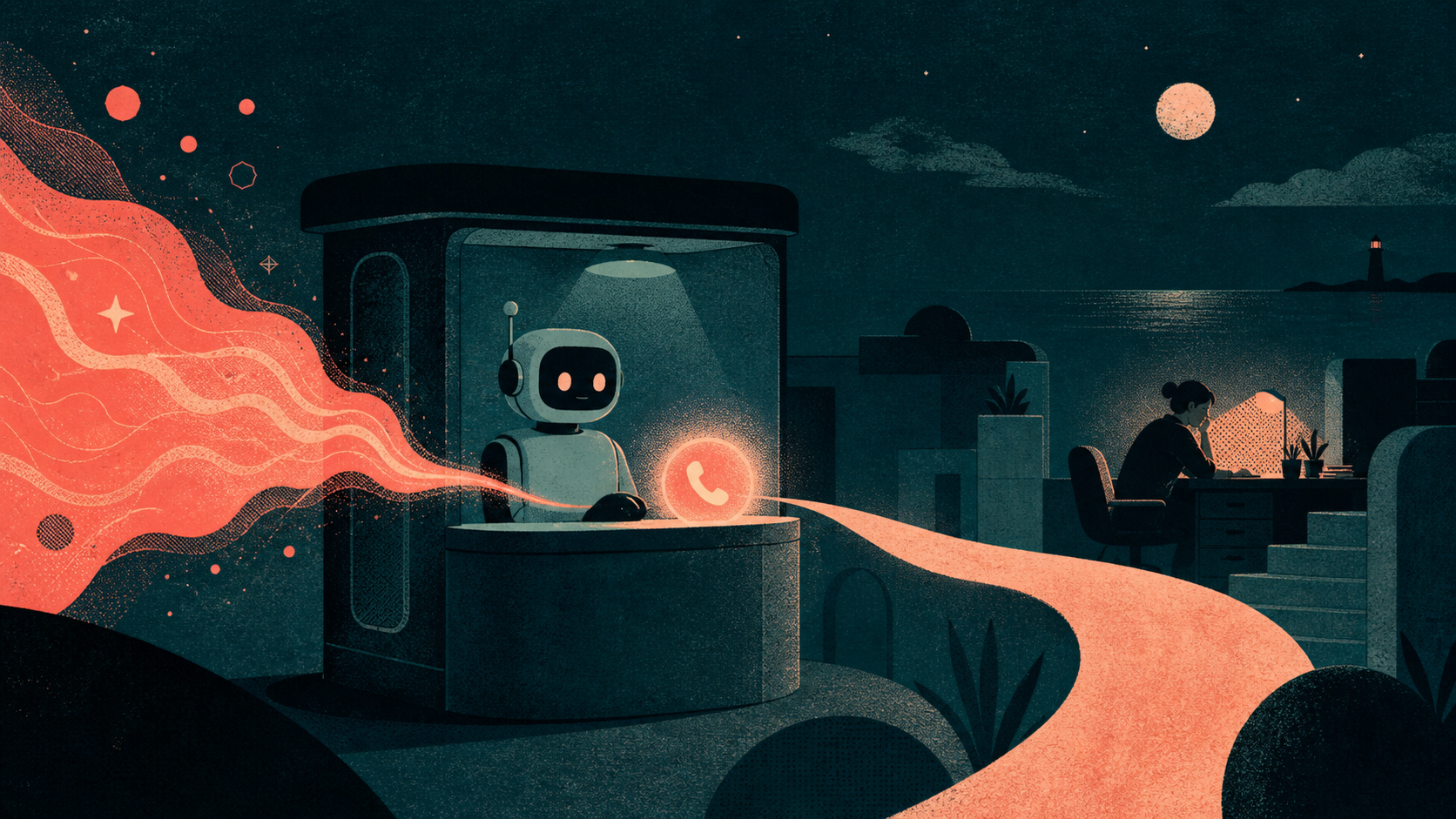 Visual temático para «Cómo dejar de perder leads del sitio web durante la noche con una respuesta automática de IA» — Portada